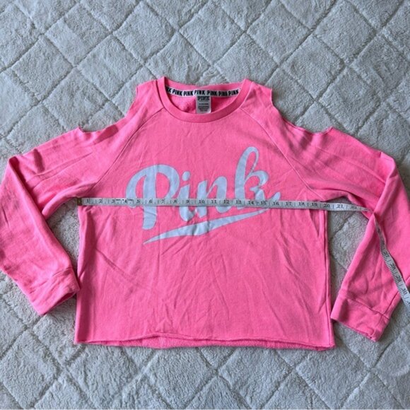 Victoria's Secret PINK | Coral Cold Shoulder Raw Hem Long Sleeve | Size Small - Picture 11 of 12